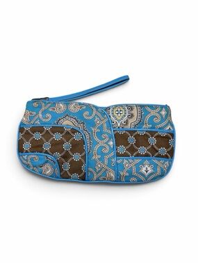 Vera Bradley Java Blue Wristlet Organizer Retired Y2K Paisley Clutch